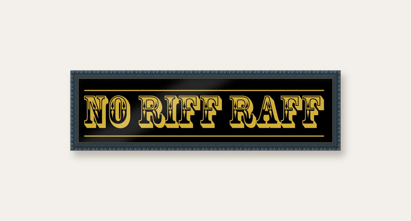 No Riff Raff panoramic print in a midnight blue bobbin frame
