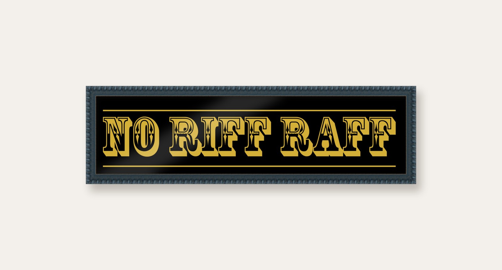 No Riff Raff panoramic print in a midnight blue bobbin frame
