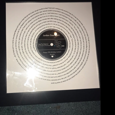 Customer photo — Personalised Vinyl Song Lyrics Record Print