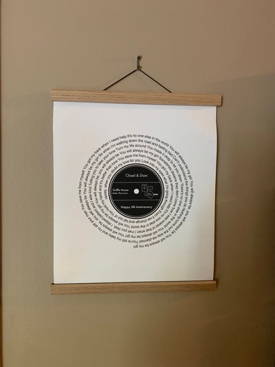 Customer photo — Personalised Vinyl Song Lyrics Record Print