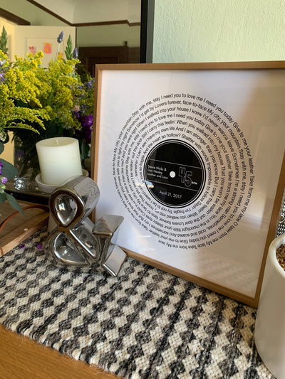 Customer photo — Personalised Vinyl Song Lyrics Record Print