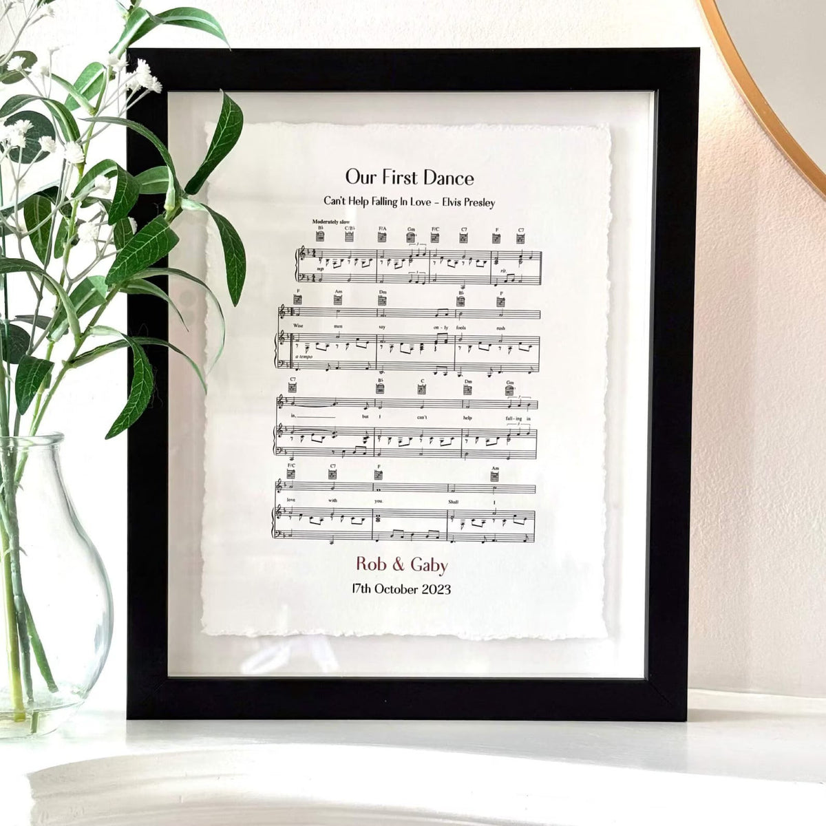 Personalised Sheet Music Handmade Sustainable Cotton Paper