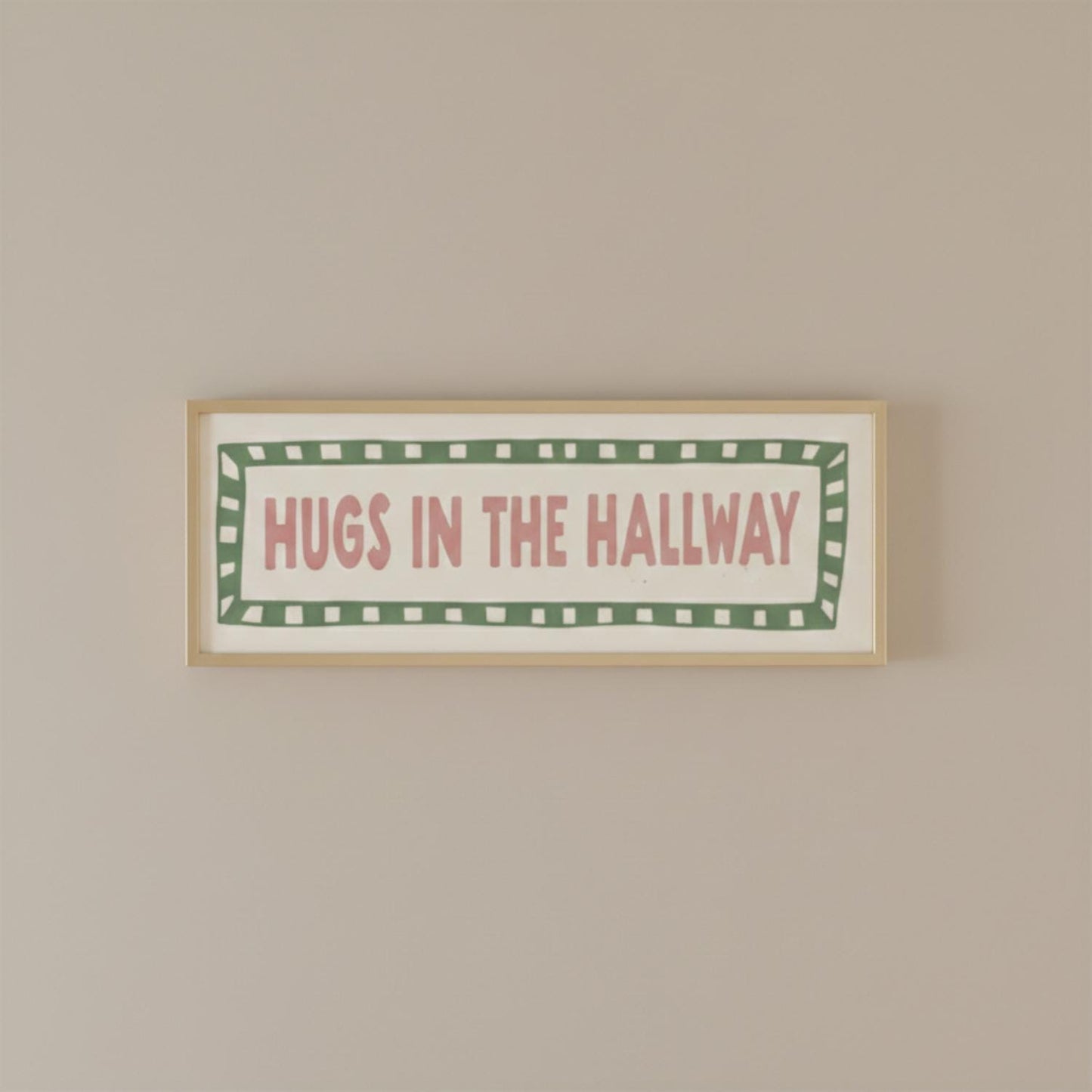 Hugs in The Hallway Panoramic Print | Funny Hallway Wall Art