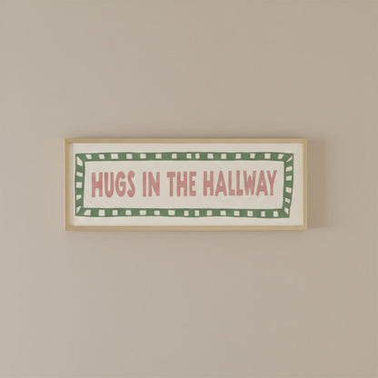 Hugs in The Hallway Panoramic Print | Funny Hallway Wall Art