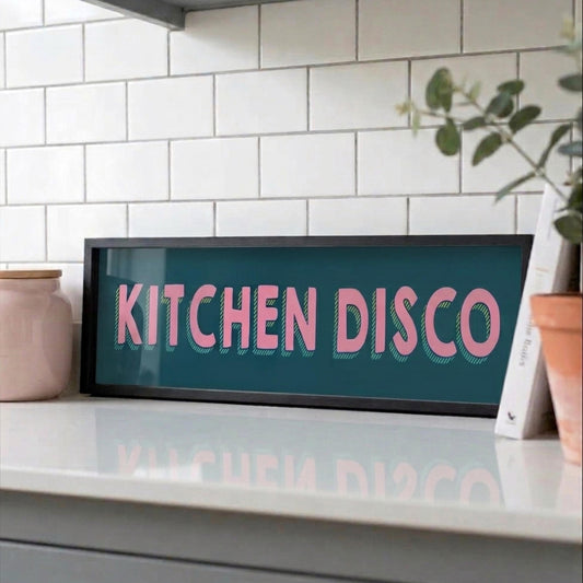 Kitchen Disco Retro Panoramic Wall Art Print, Bold Colourful New Home Decor