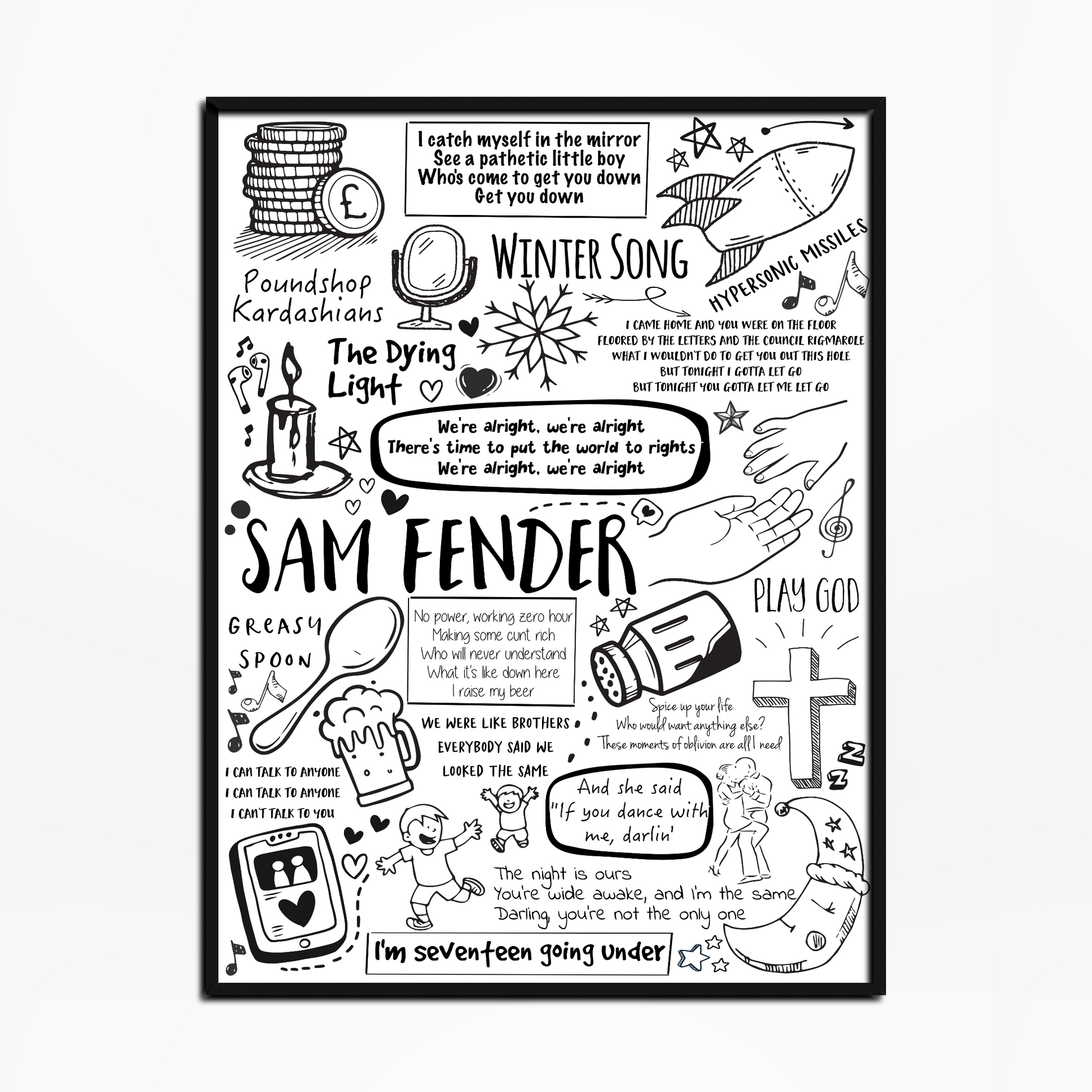 Sam Fender Lyric Album Print