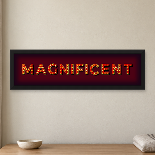 Magnificent Marquee Panoramic Print - close lifestyle view, matt black wood