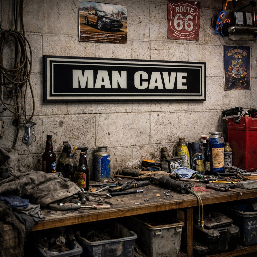 Man Cave panoramic print on display