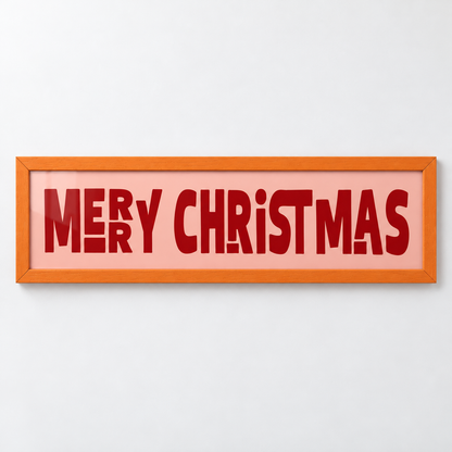 Merry Christmas Panoramic Print — frame orange