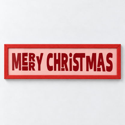 Merry Christmas Panoramic Print — frame red