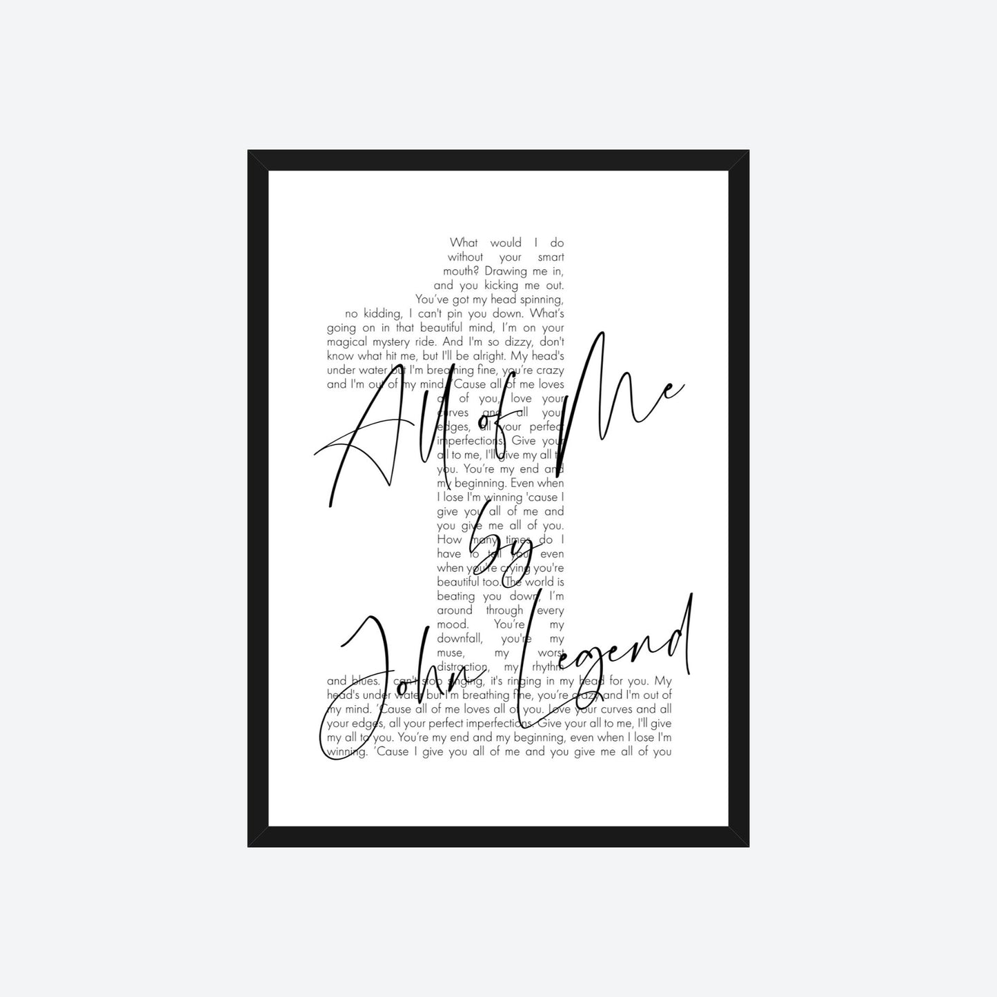 Personalised Song Lyrics Number Print