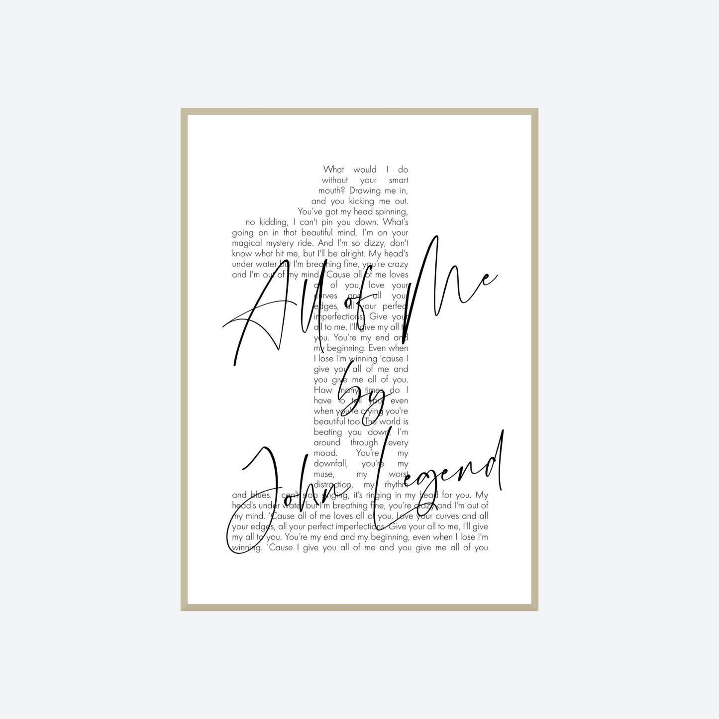 Personalised Song Lyrics Number Print