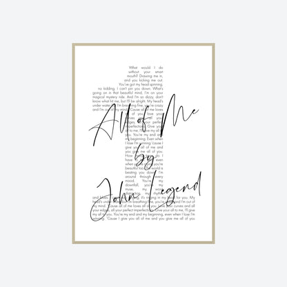 Personalised Song Lyrics Number Print