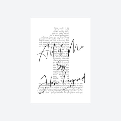 Personalised Song Lyrics Number Print