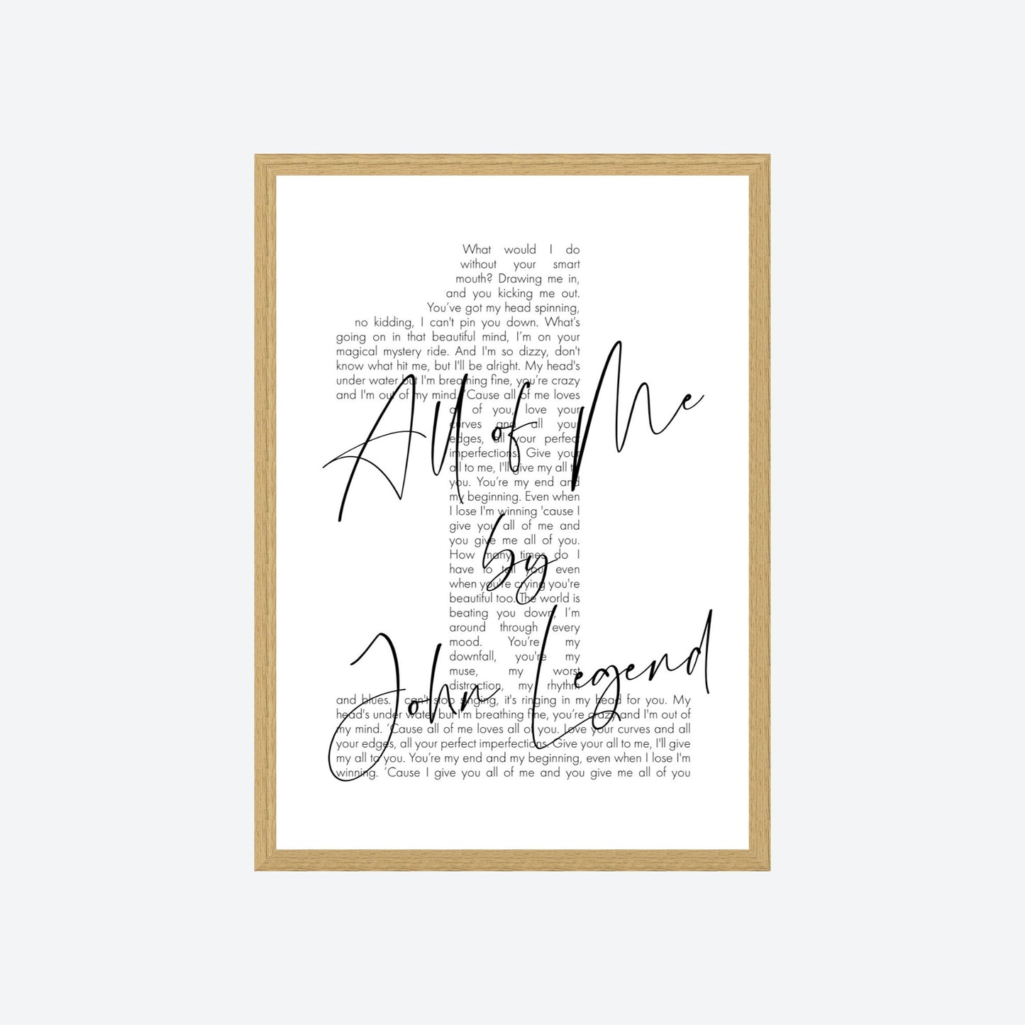 Personalised Song Lyrics Number Print