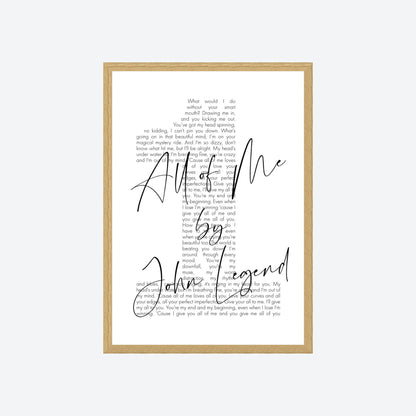 Personalised Song Lyrics Number Print