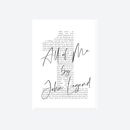 Personalised Song Lyrics Number Print