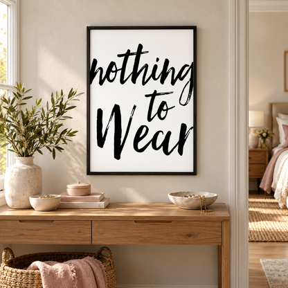 Nothing To Wear Print — wider room setting, black oak frame