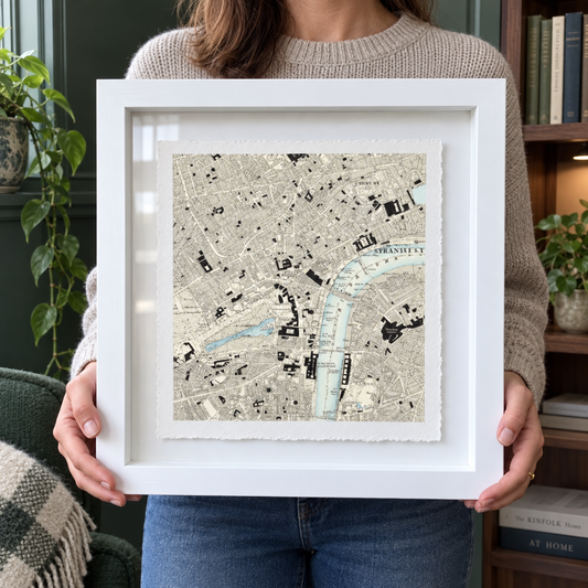Personalised Old OS Map Print Float Mounted Frame - close lifestyle view