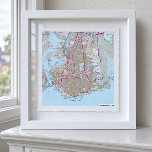 Personalised OS Map Print Float Mounted Frame - close lifestyle view
