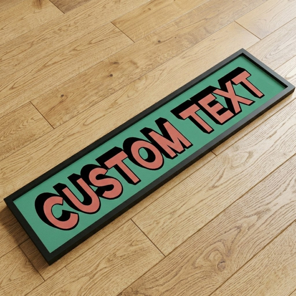 Personalised Bold Text panoramic print, framed