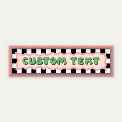 Personalised Checkerboard panoramic print in a pink bobbin frame