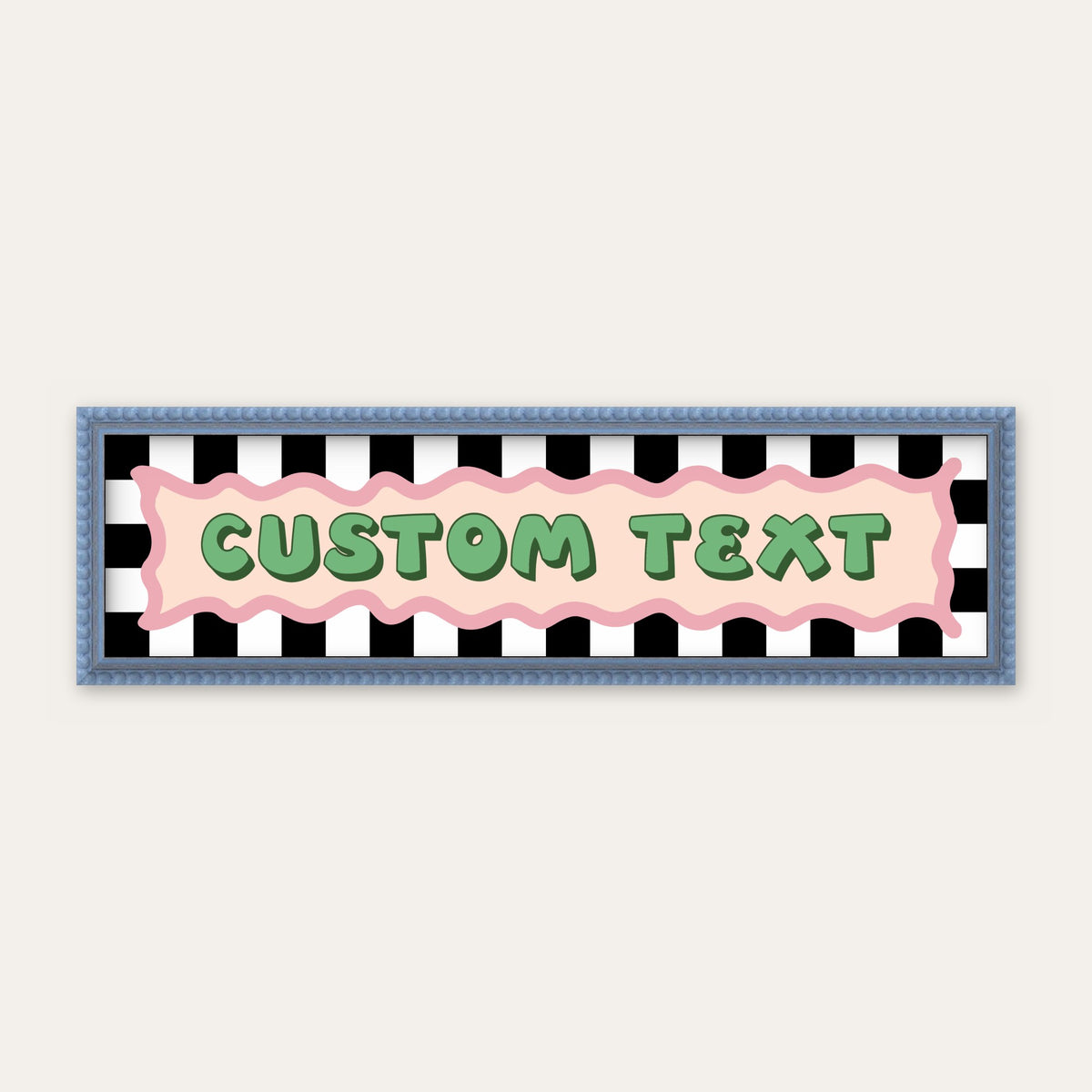 Personalised Checkerboard panoramic print in a blue bobbin frame