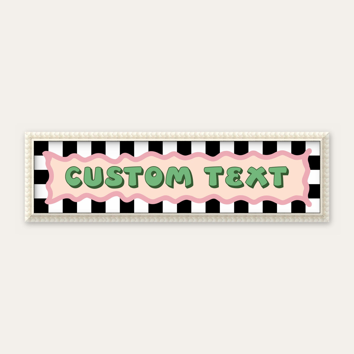 Personalised Checkerboard panoramic print in a white bobbin frame