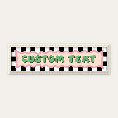 Personalised Checkerboard panoramic print in a white bobbin frame