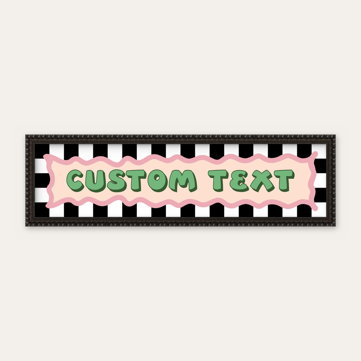 Personalised Checkerboard panoramic print in a black bobbin frame