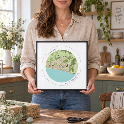 Personalised Circular Map Print - close lifestyle view