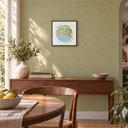 Personalised Circular Map Print - wider lifestyle view