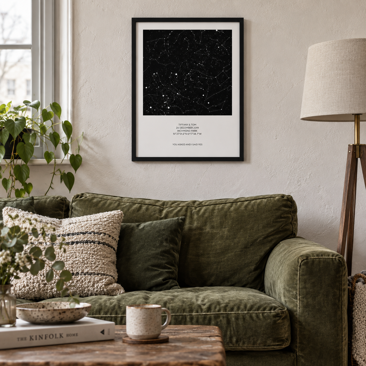 Personalised Night Sky Star Map Print - wider lifestyle view