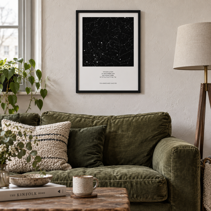 Personalised Night Sky Star Map Print - wider lifestyle view