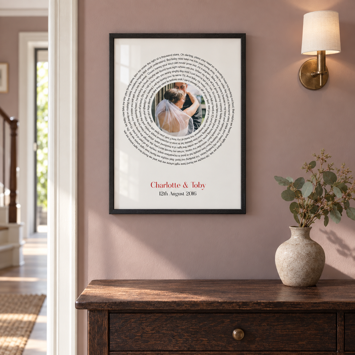 Personalised Wedding Photo And Lyrics Print - wider lifestyle view
