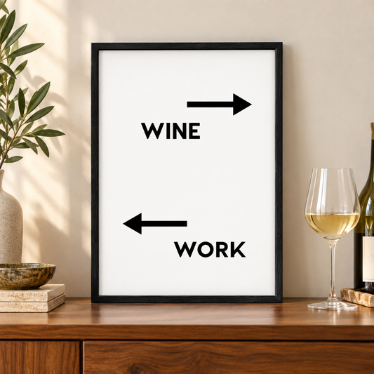 Personalised Drink Work Direction Print — close lifestyle view, black oak frame