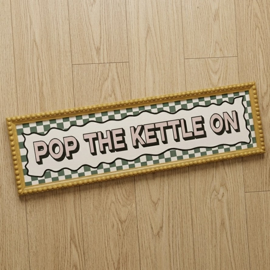 Pop The Kettle On panoramic print, framed