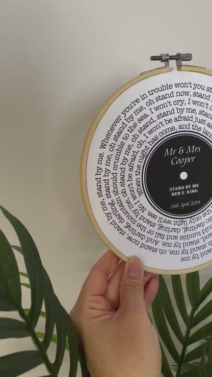 Vinyl Record Art Print | Personalised Favourite Song Lyrics | Cotton Canvas Circular Frame