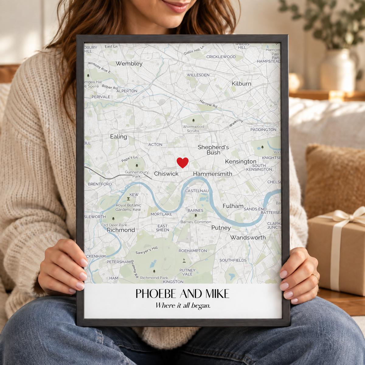 Personalised Special Place Map Print - close lifestyle view