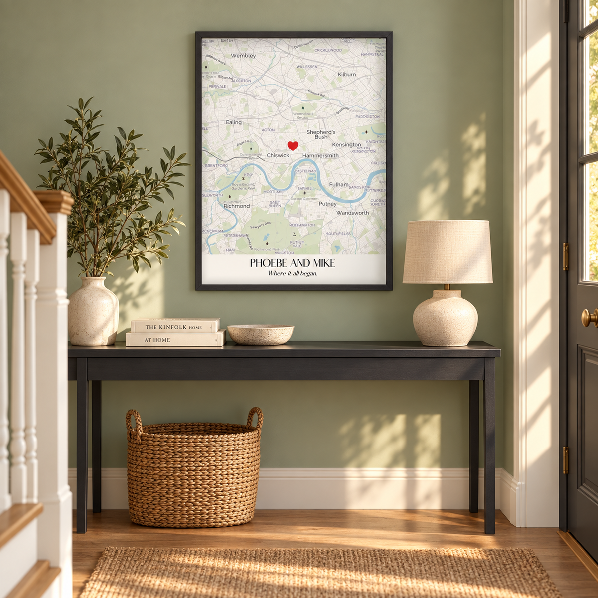 Personalised Special Place Map Print - wider lifestyle view