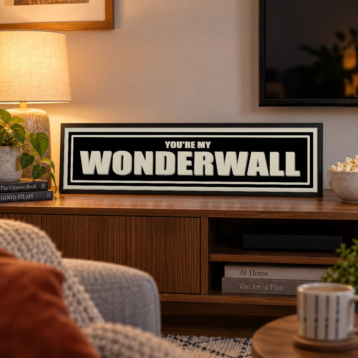 You're My Wonderwall panoramic print in a black frame in a room setting