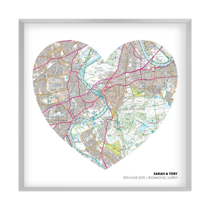 Personalised OS Map Heart Print