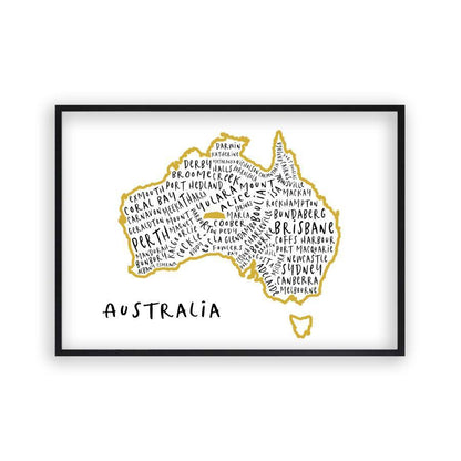 Australia Typography Map Print - Blim & Blum