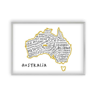 Australia Typography Map Print - Blim & Blum
