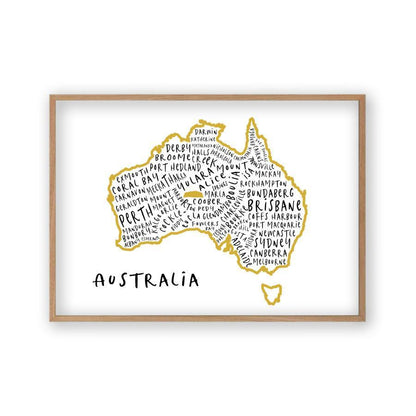 Australia Typography Map Print - Blim & Blum