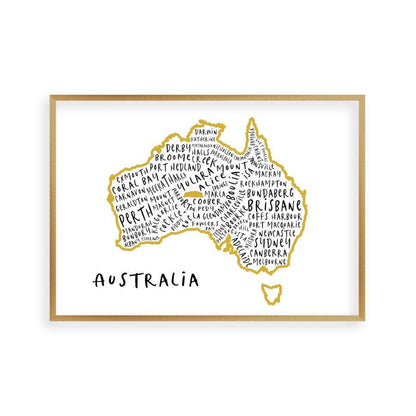 Australia Typography Map Print - Blim & Blum