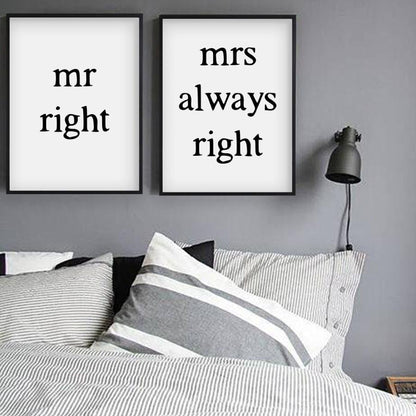 Mr Right Mrs Always Right - Set Of 2 Prints