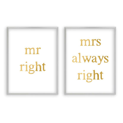 Mr Right Mrs Always Right - Set Of 2 Prints