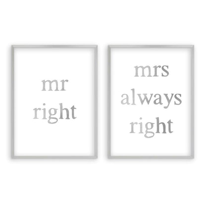 Mr Right Mrs Always Right - Set Of 2 Prints