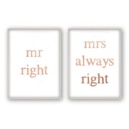 Mr Right Mrs Always Right - Set Of 2 Prints